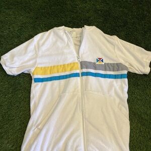 VTG 70s CATALINA COTTON TERRY CLOTH Women’s M Swim Cover TENNIS JACKET Full Zip